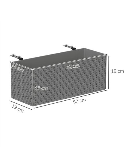 Outsunny Set of Two Rattan-Effect Planters - Grey - pic 122918 | FastDaddyshop