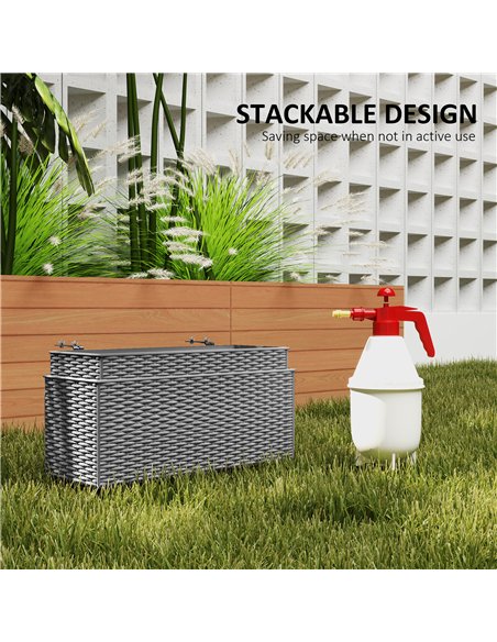 Outsunny Set of Two Rattan-Effect Planters - Grey - pic 122920 | FastDaddyshop