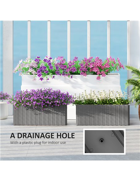 Outsunny Set of Two Rattan-Effect Planters - Grey - pic 122921 | FastDaddyshop