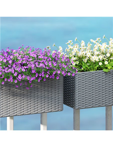 Outsunny Set of Two Rattan-Effect Planters - Grey - pic 122924 | FastDaddyshop