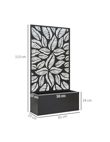 Outsunny Outdoor Metal Planter, with Back Trellis - Black
