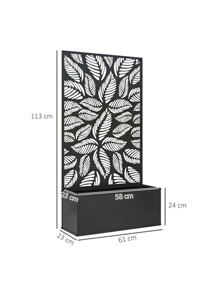 Outsunny Outdoor Metal Planter, with Back Trellis - Black - pic 122927 | FastDaddyshop