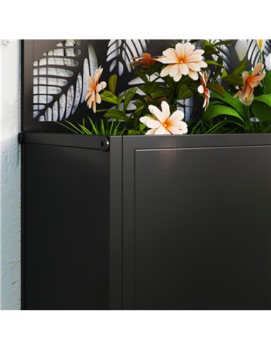 Outsunny Outdoor Metal Planter, with Back Trellis - Black