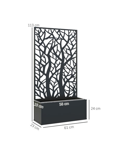 Outsunny Outdoor Metal Planter, with Back Trellis - Black - pic 122936 | FastDaddyshop