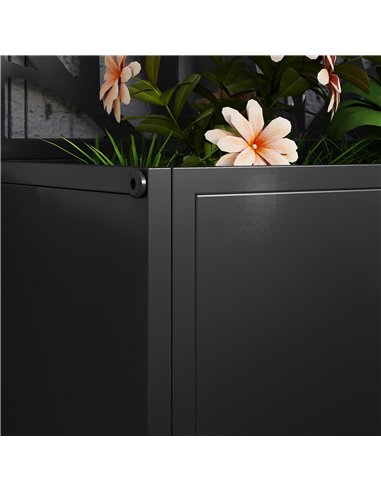 Outsunny Outdoor Metal Planter, with Back Trellis - Black