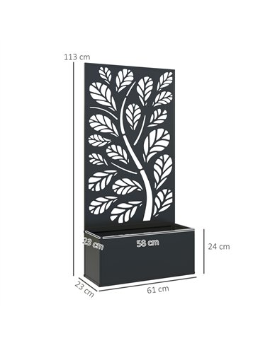 Outsunny Outdoor Metal Planter, with Back Trellis - Black