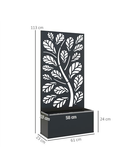 Outsunny Outdoor Metal Planter, with Back Trellis - Black - pic 122945 | FastDaddyshop