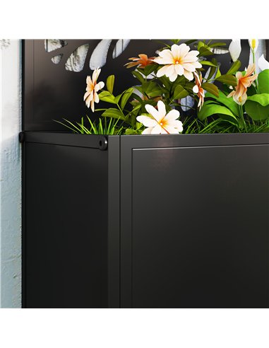 Outsunny Outdoor Metal Planter, with Back Trellis - Black
