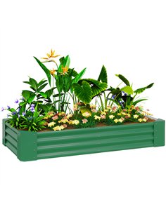 Outsunny 180 x 90cm Galvanised Steel Open Planter - Green
