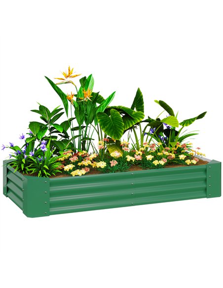 Outsunny 180 x 90cm Galvanised Steel Open Planter - Green - pic 122952 | FastDaddyshop