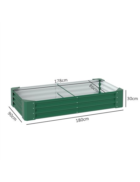 Outsunny 180 x 90cm Galvanised Steel Open Planter - Green - pic 122954 | FastDaddyshop