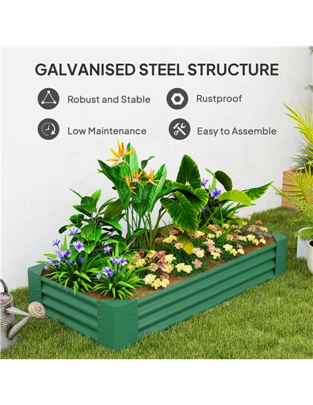 Outsunny 180 x 90cm Galvanised Steel Open Planter - Green - pic 122956 | FastDaddyshop