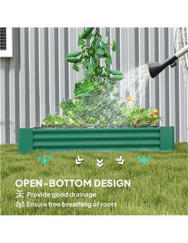Outsunny 180 x 90cm Galvanised Steel Open Planter - Green