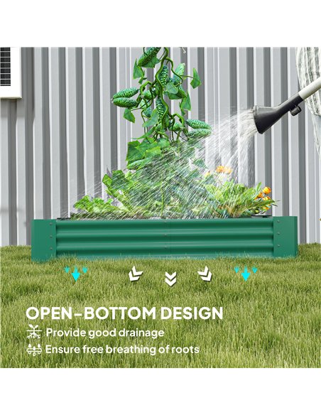 Outsunny 180 x 90cm Galvanised Steel Open Planter - Green - pic 122957 | FastDaddyshop