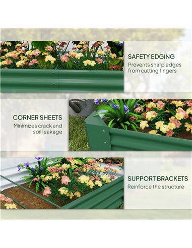Outsunny 180 x 90cm Galvanised Steel Open Planter - Green