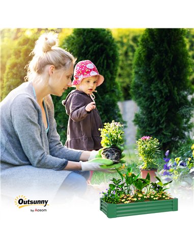 Outsunny 180 x 90cm Galvanised Steel Open Planter - Green