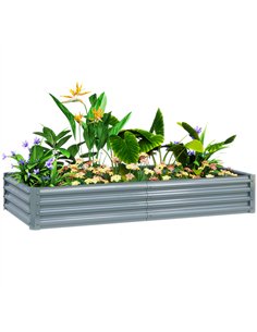 Outsunny 180 x 90cm Galvanised Steel Open Planter - Silver