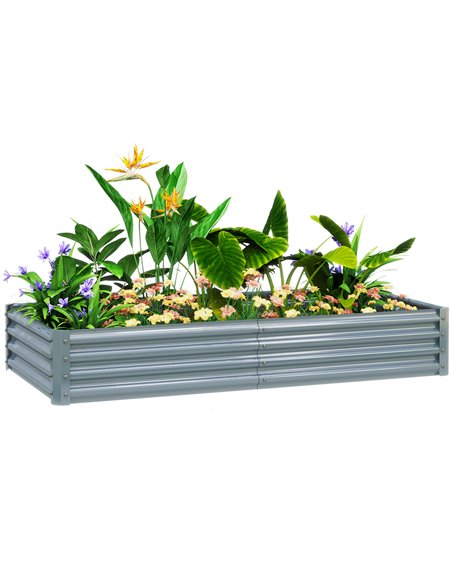 Outsunny 180 x 90cm Galvanised Steel Open Planter - Silver - pic 122961 | FastDaddyshop