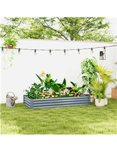 Outsunny 180 x 90cm Galvanised Steel Open Planter - Silver 2