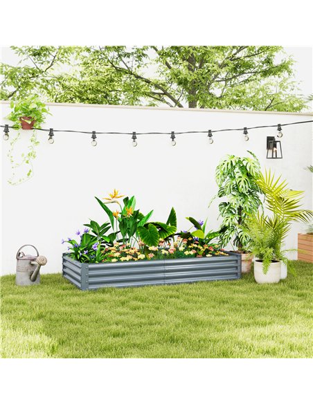 Outsunny 180 x 90cm Galvanised Steel Open Planter - Silver - pic 122962 | FastDaddyshop