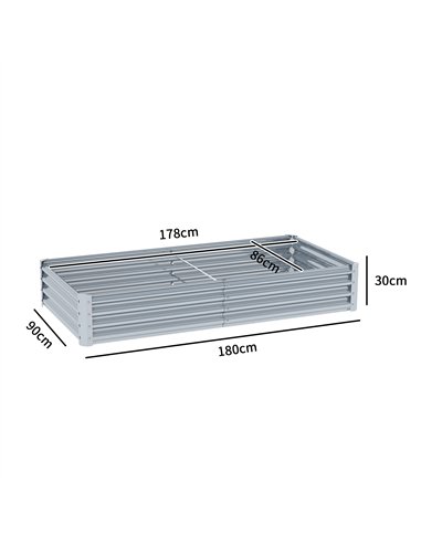 Outsunny 180 x 90cm Galvanised Steel Open Planter - Silver