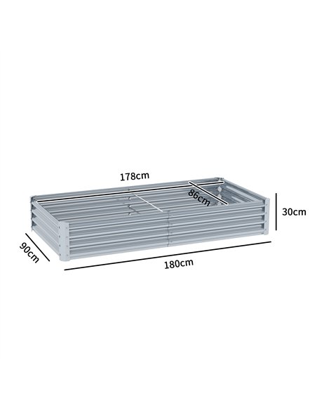 Outsunny 180 x 90cm Galvanised Steel Open Planter - Silver - pic 122963 | FastDaddyshop