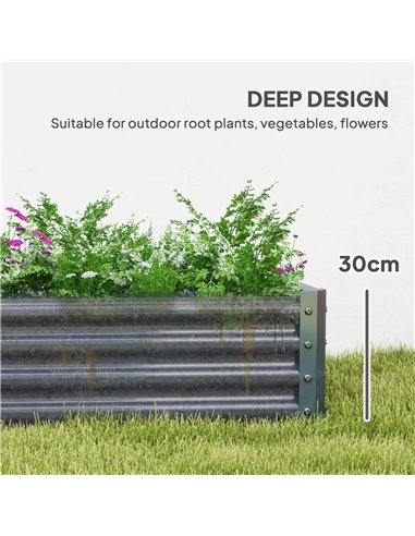Outsunny 180 x 90cm Galvanised Steel Open Planter - Silver