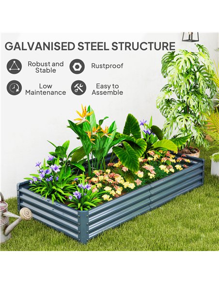 Outsunny 180 x 90cm Galvanised Steel Open Planter - Silver - pic 122965 | FastDaddyshop