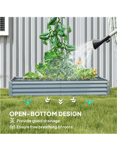 Outsunny 180 x 90cm Galvanised Steel Open Planter - Silver