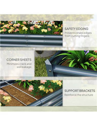 Outsunny 180 x 90cm Galvanised Steel Open Planter - Silver