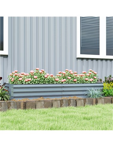 Outsunny 180 x 90cm Galvanised Steel Open Planter - Silver