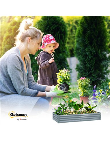 Outsunny 180 x 90cm Galvanised Steel Open Planter - Silver