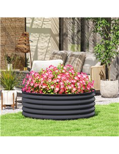 Outsunny Galvanised Raised Garden Bed with Safety Edging, Outdoor Raised Planter Box with Gloves, 120 x 120 x 43cm, Dark Grey 2