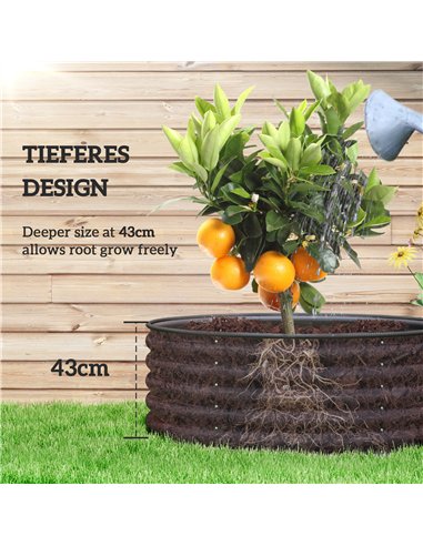 Outsunny Galvanised Raised Garden Bed with Safety Edging, Outdoor Raised Planter Box with Gloves, 120 x 120 x 43cm, Dark Grey