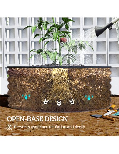 Outsunny Galvanised Raised Garden Bed with Safety Edging, Outdoor Raised Planter Box with Gloves, 120 x 120 x 43cm, Dark Grey
