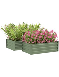 Outsunny Set of Two 60 x 100cm Galvanised Steel Planters, Green