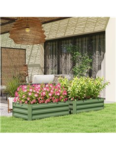 Outsunny Set of Two 60 x 100cm Galvanised Steel Planters, Green 2
