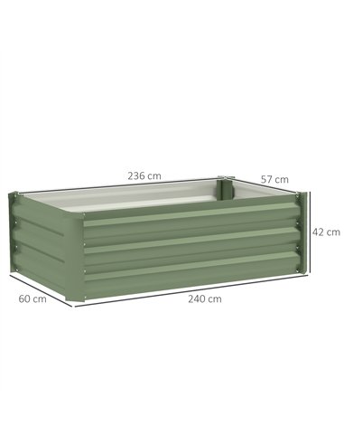 Outsunny Set of Two 60 x 100cm Galvanised Steel Planters, Green