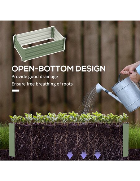 Outsunny Set of Two 60 x 100cm Galvanised Steel Planters, Green - pic 122983 | FastDaddyshop