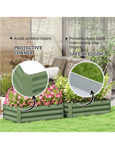 Outsunny Set of Two 60 x 100cm Galvanised Steel Planters, Green - pic 122984 | FastDaddyshop