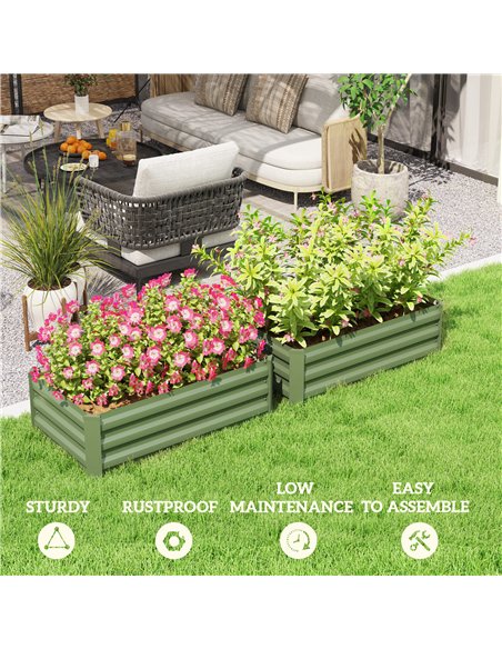 Outsunny Set of Two 60 x 100cm Galvanised Steel Planters, Green - pic 122985 | FastDaddyshop