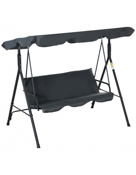 Outsunny 3 Seater Garden Canopy Swing Chair with Top Roof, Dark Grey - pic 12299 | FastDaddyshop