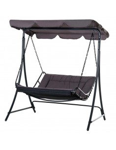 Outsunny 2 Seater Garden Swing Seat Bed with Cushioned Seat and Weather Resistant Steel Frame, Grey
