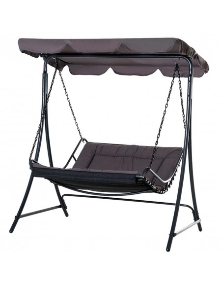 Outsunny 2 Seater Garden Swing Seat Bed with Cushioned Seat and Weather Resistant Steel Frame, Grey - pic 12300 | FastDaddyshop