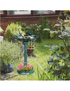 Outsunny 81cm Tall Bird Bath with 2 Decorative Birds, Vintage Style Birdbath with Flower Planter Base, Bird Bath Bowl for Garden 2