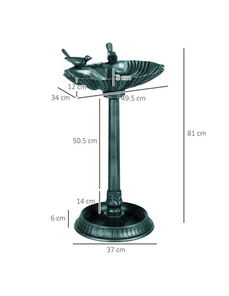 Outsunny 81cm Tall Bird Bath with 2 Decorative Birds, Vintage Style Birdbath with Flower Planter Base, Bird Bath Bowl for Garden - pic 123008 | FastDaddyshop
