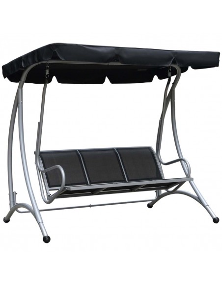 Outsunny 3 Person Outdoor Swing Chair Bench with Canopy Cover, Black - pic 12301 | FastDaddyshop