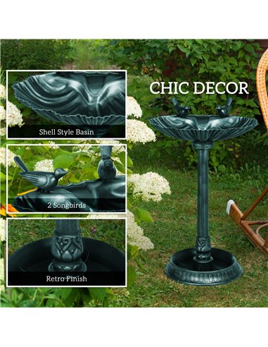 Outsunny 81cm Tall Bird Bath with 2 Decorative Birds, Vintage Style Birdbath with Flower Planter Base, Bird Bath Bowl for Garden