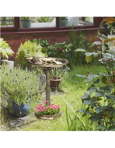 Outsunny 72cm Tall Antique Bird Bath for Garden, Vintage Style Birdbath with Bird Decoration and Flower Planter Base, Bird Bath  2