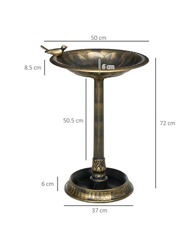 Outsunny 72cm Tall Antique Bird Bath for Garden, Vintage Style Birdbath with Bird Decoration and Flower Planter Base, Bird Bath 